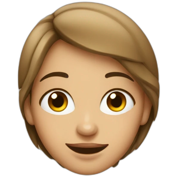 mujer sonrriendo con los ojos achinados, y cabrllo negro  emoji