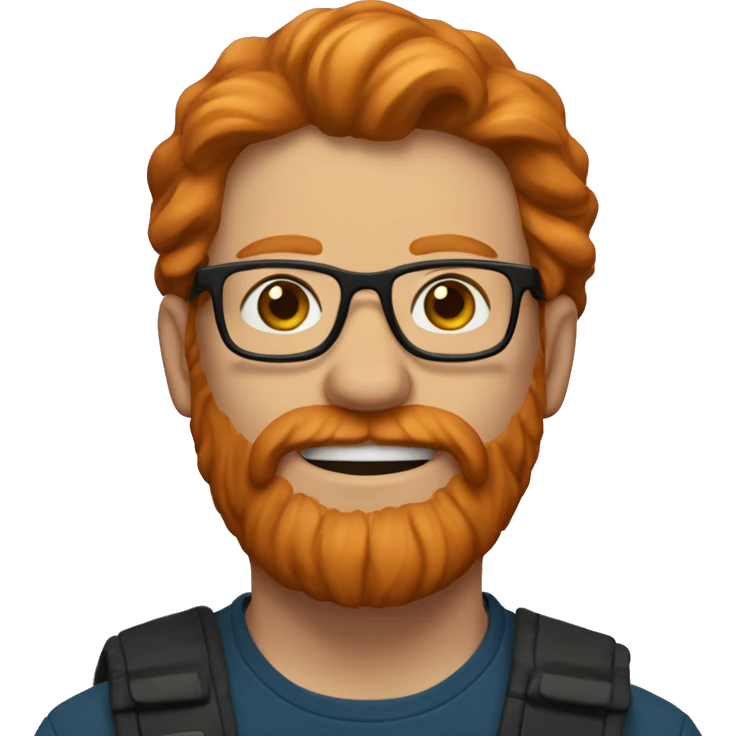 Ronnie Mcnutt, a ginger man with glasses, a beard and long ginger hair. emoji