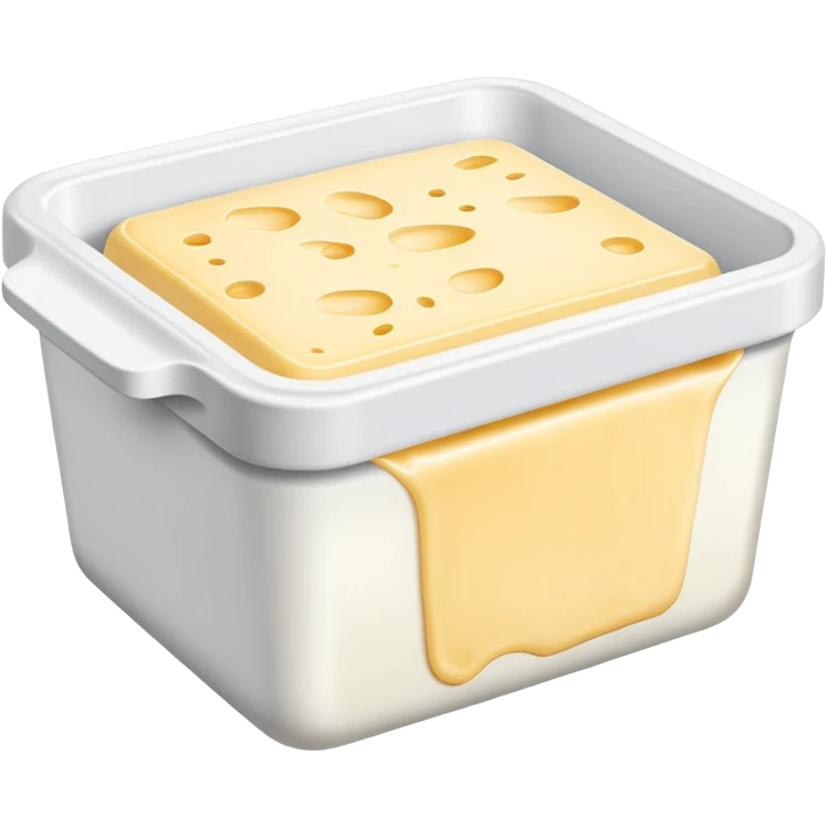 melted white cheese in a white rectangular container, referencing Président and Hochland cheese brands emoji
