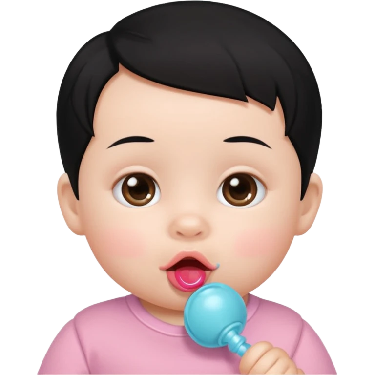 a black hair baby with pacifier emoji