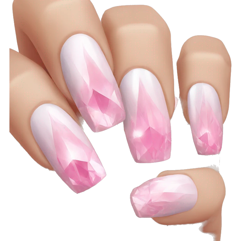 white and pink diamond nails emoji
