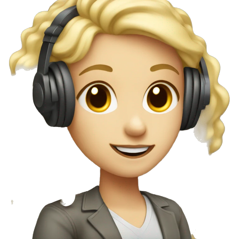 Audio technician blonde girl with an audio desk emoji