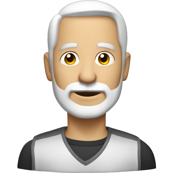 mature man with silver.white buzzed haircut & a goatee emoji