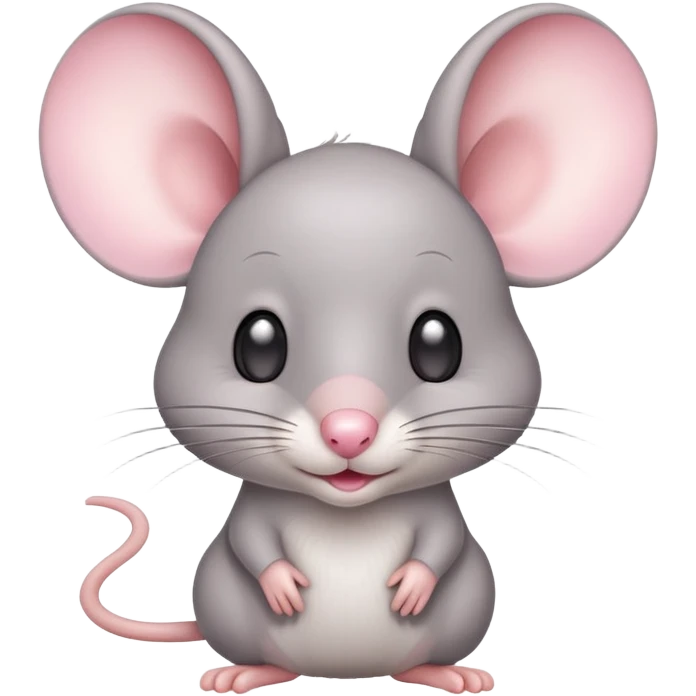 Cute gray mouse with large ears and a pink nose emoji