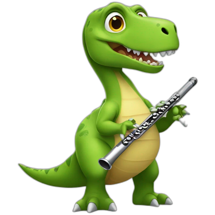 Dinosaur playing flute emoji