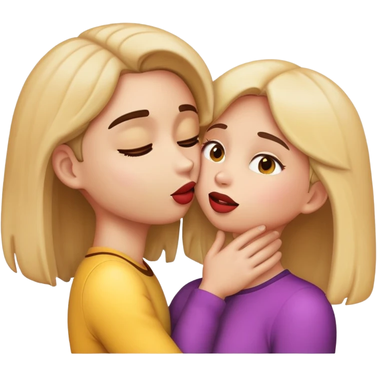 An emoji guy kissing an emoji girl while grabbing her neck emoji