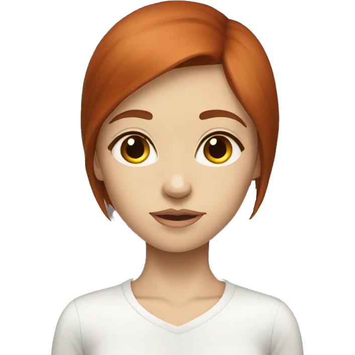 white skin red head brown eyes female straight hair skinny emoji