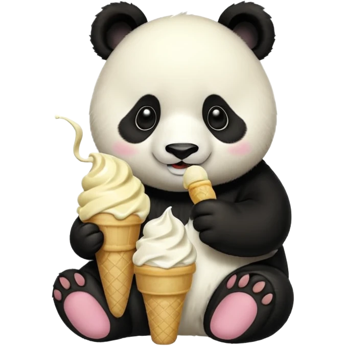 Panda eating ice cream emoji