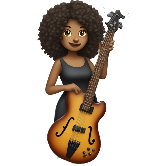 Woman with curly hair playing the bass emoji