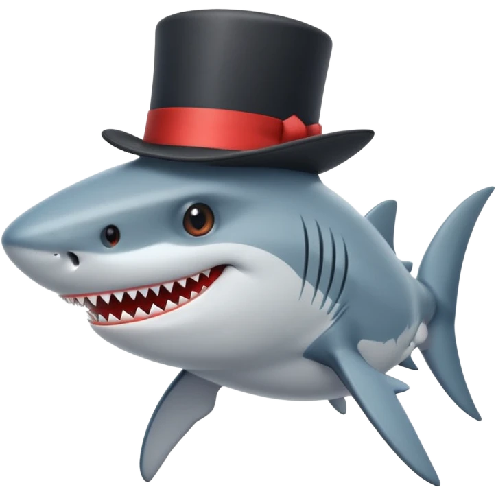 Shark with a top hat emoji