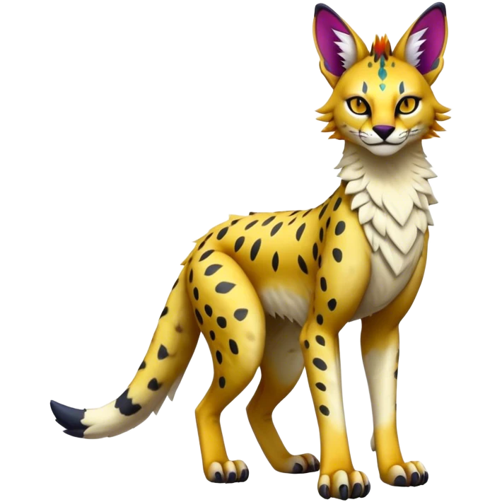Epic Edgy Colorful Sergal-Serval-Vernid full body emoji