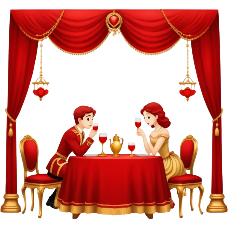 Red and gold romantic vintage aesthetic scene emoji