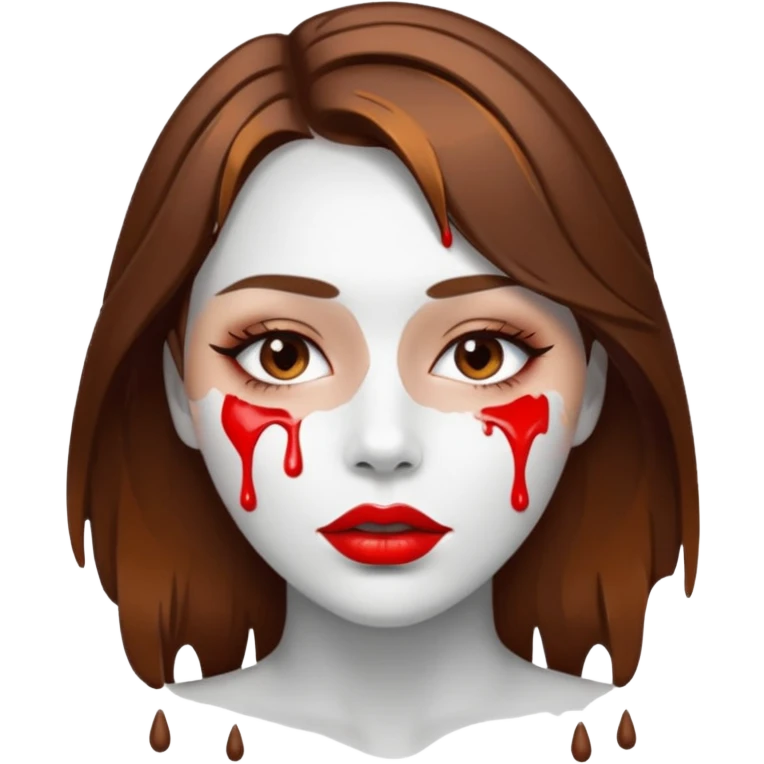 Brown Hair, Woman, white paint drip, face, hot, Sexy, lips emoji