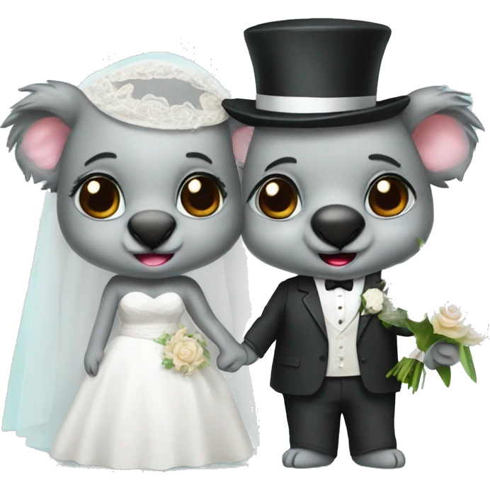 Bride and groom koalas emoji