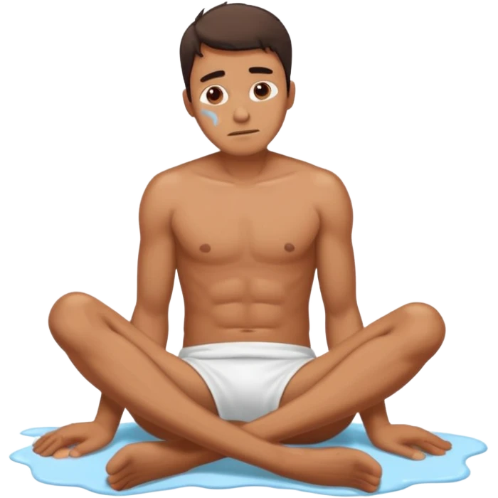 Man on the floor exhausted covered in lotion emoji