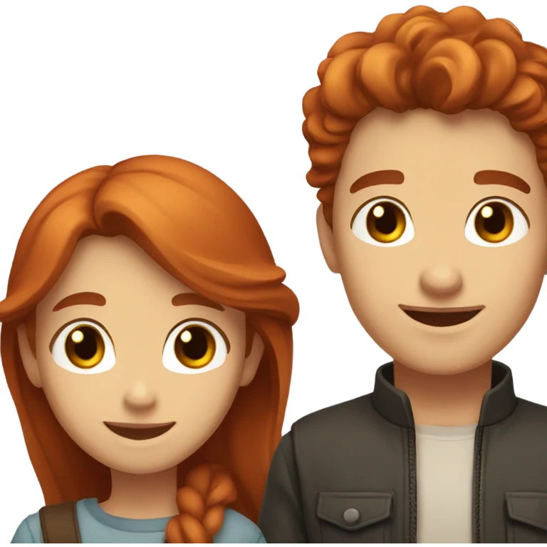 Red Head Girl With Brown Haired Boy Couple  emoji