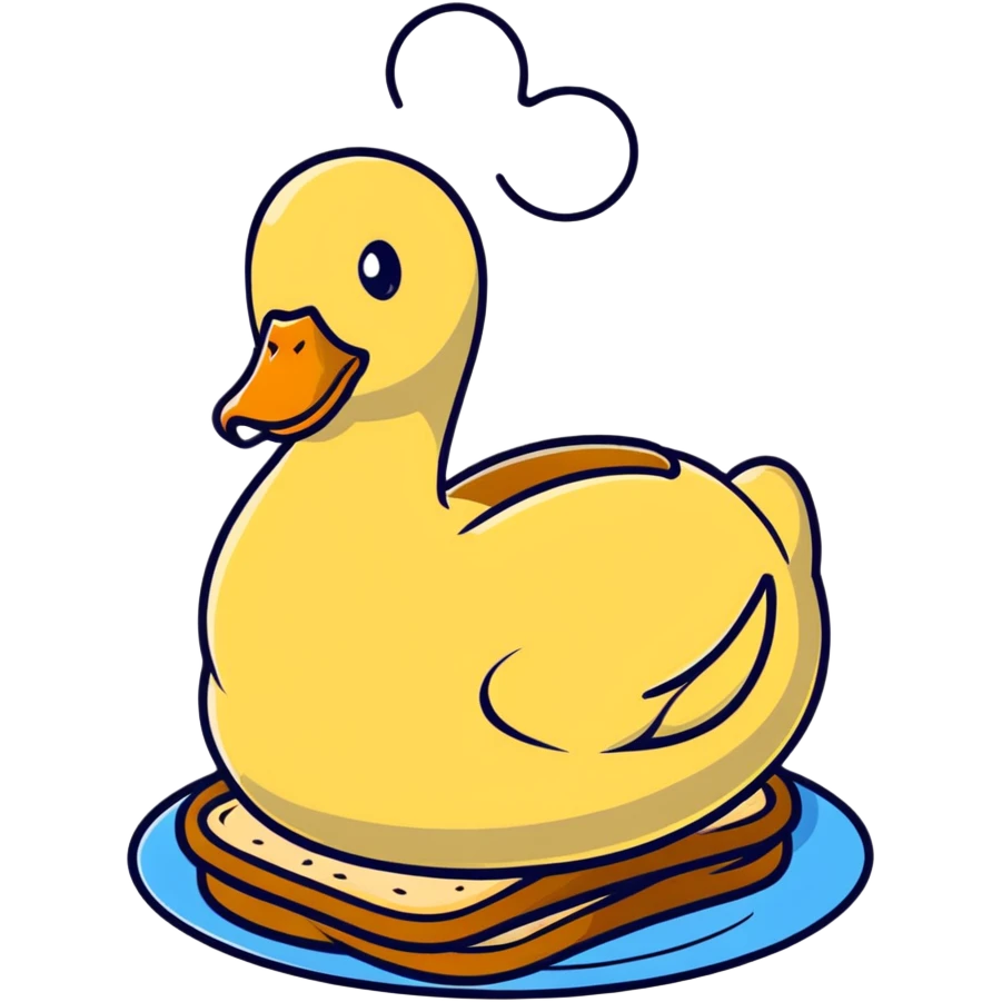 freshly baked bread in duck shape with steam rising emoji