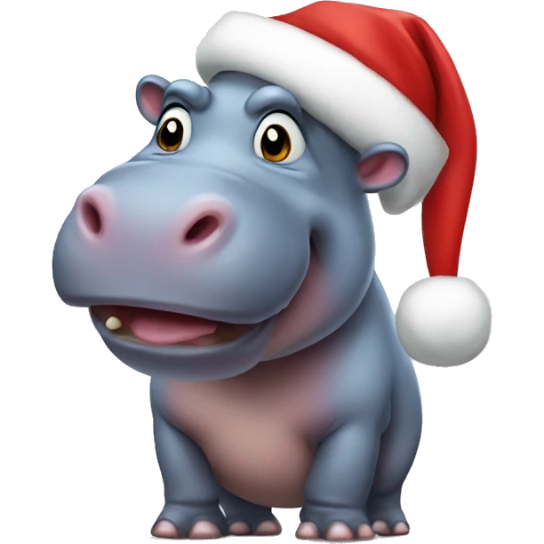 Hippo wearing a santa hat  emoji