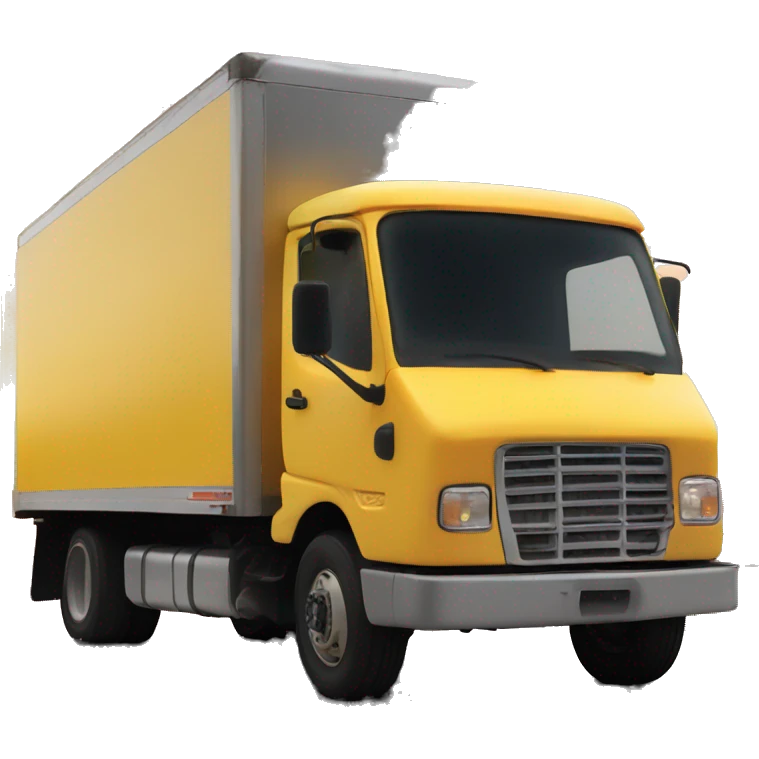a refrigerated yellow truck by the sunset emoji