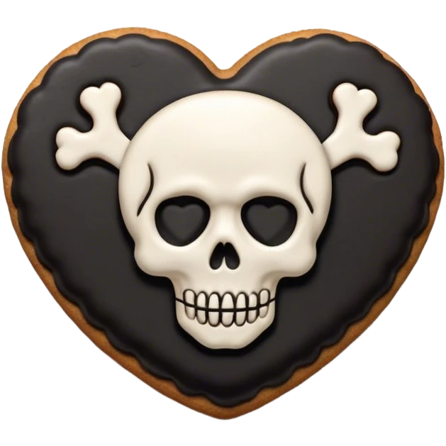 Black cookie heart with skull emoji