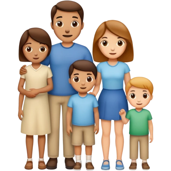 2 parents with three children  emoji