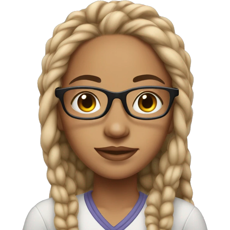 lightskin girl with clear glasses and long braids emoji