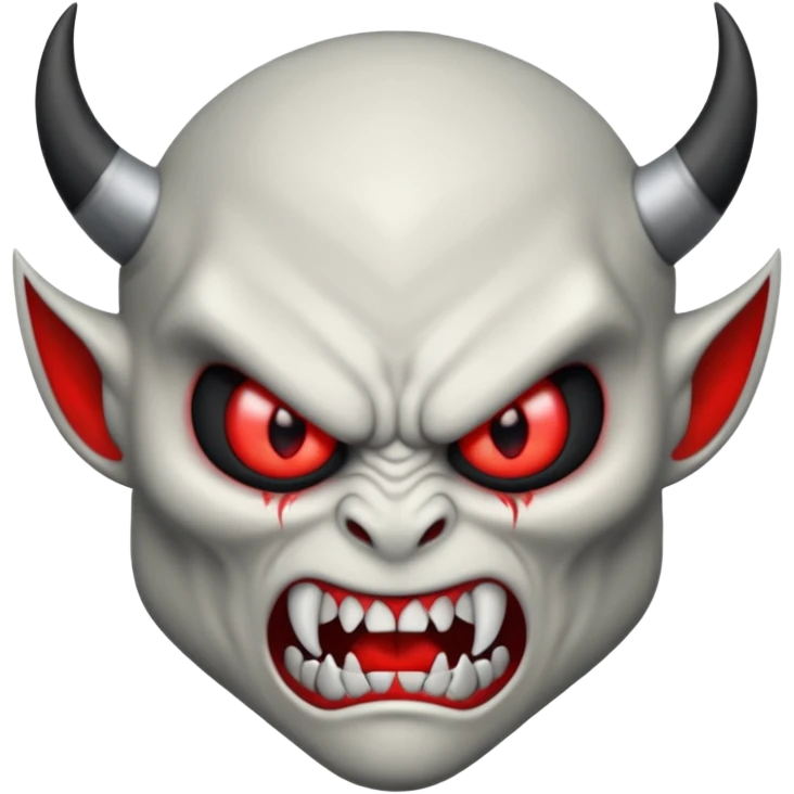 Balck and white angry deamon with sharp teeths emoji