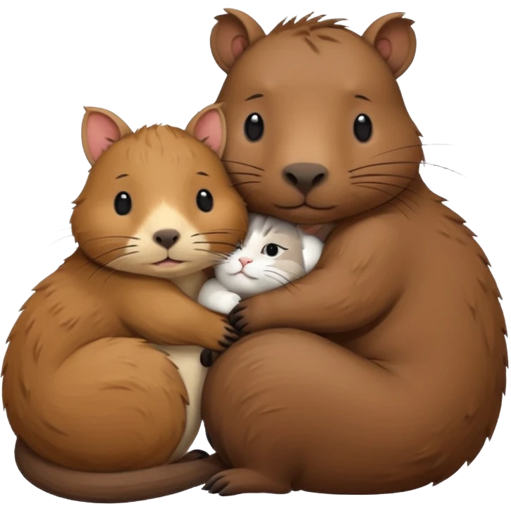 capybara and a cat cudding with each other emoji