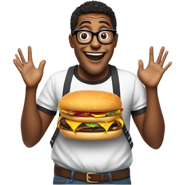 Nerd with a hamburger emoji