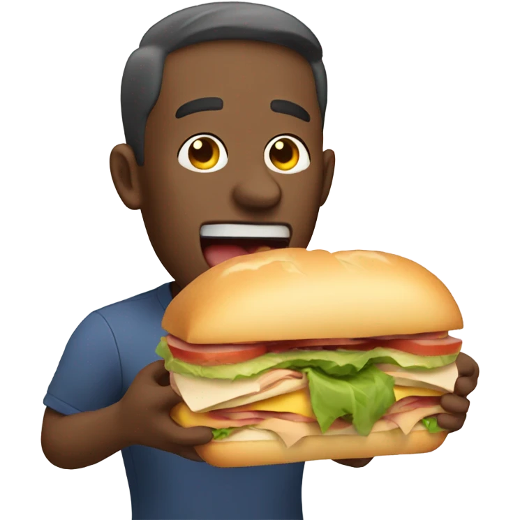 Man with big mouth eating a sandwich emoji