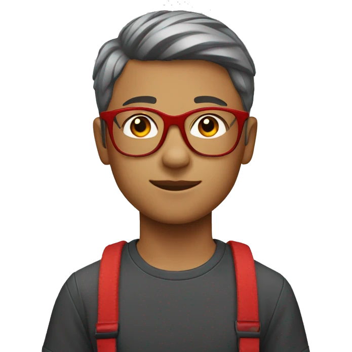 male, 12 year old, red glasses, red braces, short hair emoji