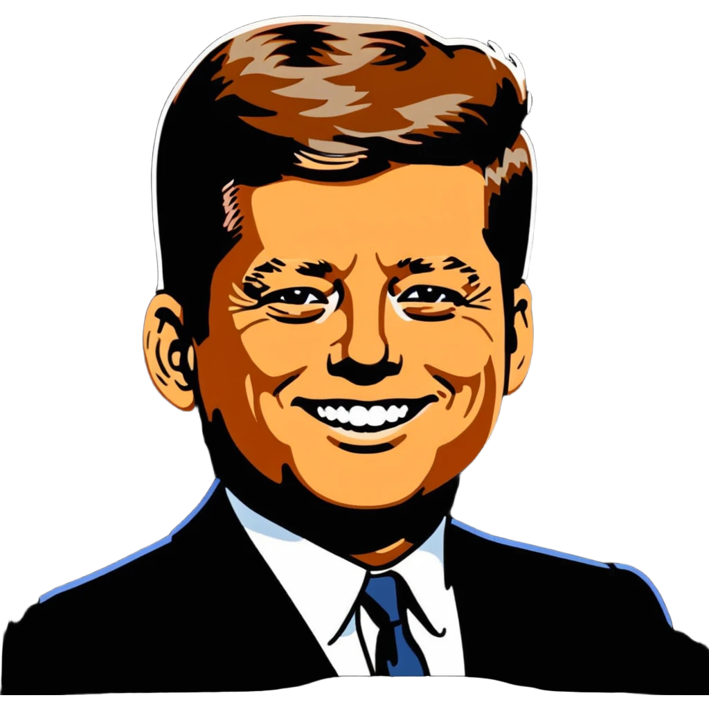 John F Kennedy with his classic smile emoji