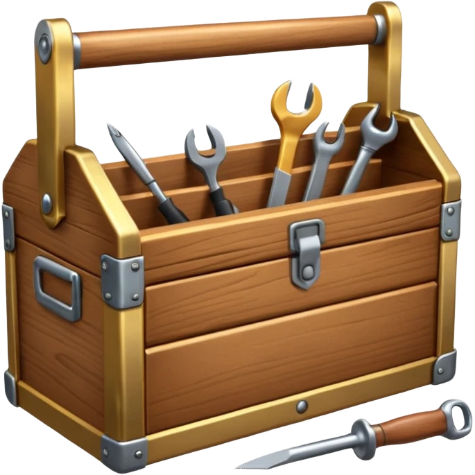 3D Brown golden wood toolbox emoji
