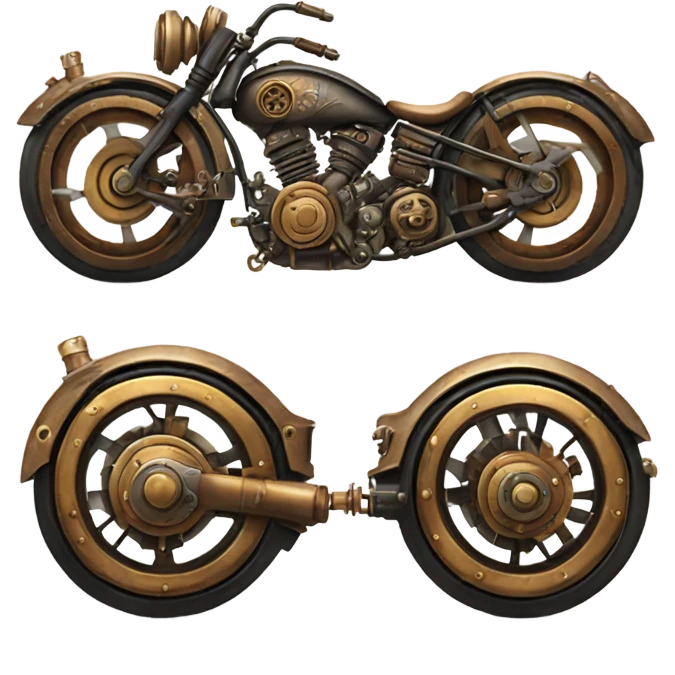 steampunk motorbike back view emoji
