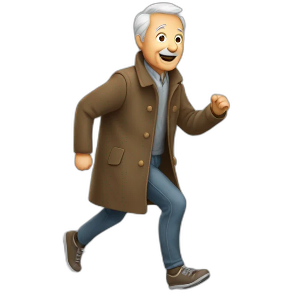 old man coat running emoji