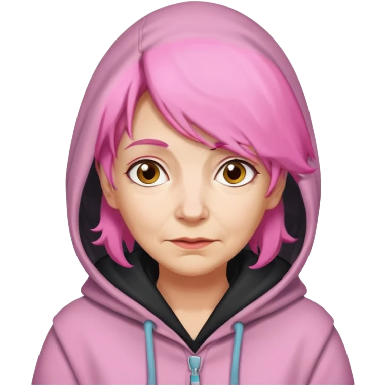 Бабушка с розовыми волосами в капюшоне  emoji