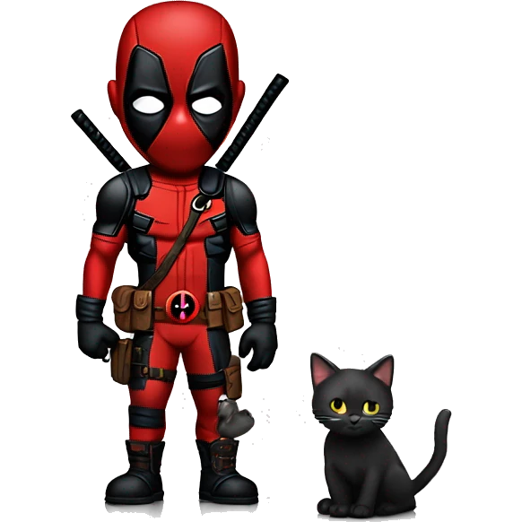 Deadpool con un gato negro emoji