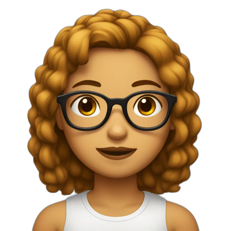 Chica pelo corto y marrón con gafas emoji