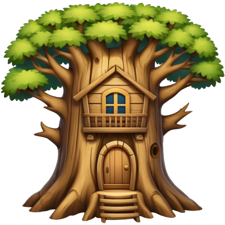 house inside a large tree trunk emoji