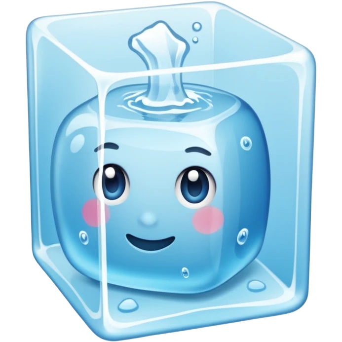 Quero que, com base nos emojis da apple, crie um emoji de um cubo de gelo derretendo, esse emoji não deve ter rosto nem nada, é apenas um cubo de gelo com uma pequena poça de água embaixo que derreteu do cubo emoji