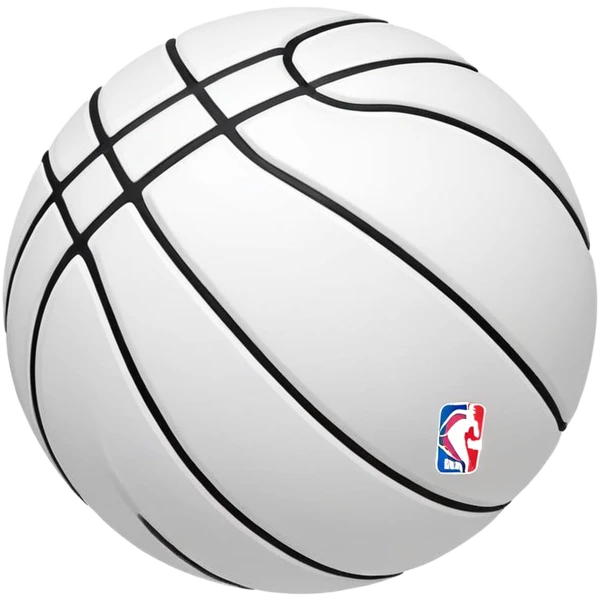 minimalist white Spalding basketball with simple NBA logo, few colorful lines, clean design emoji