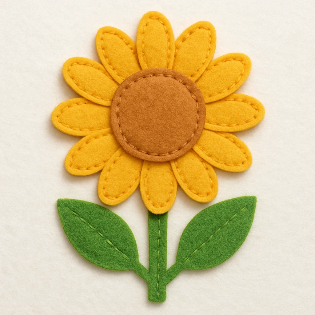 yellow flower in felt patch style emoji