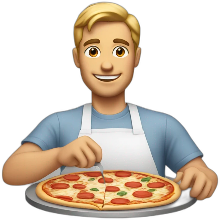 blue eyed man making pizza emoji