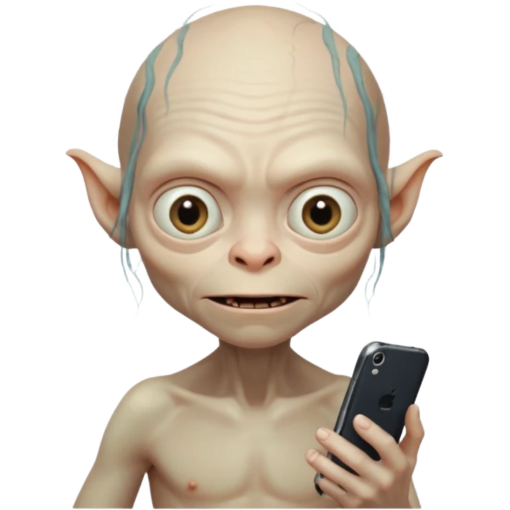 gollum typing a cellphone emoji