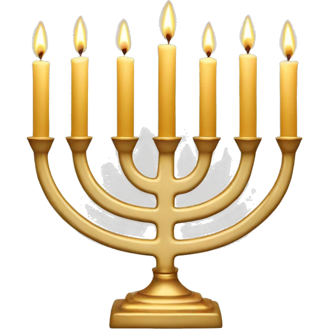 Gold Menorah with four candles on both sides emoji