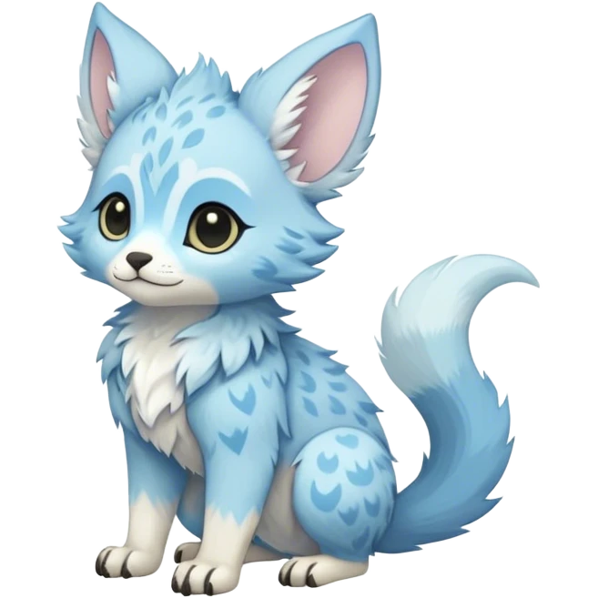 Feral Rare Fantasy cute pastel Vernid-Trico-species by LiLaiRa, markings, tufted ears, full body emoji