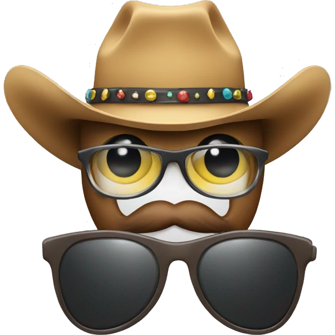 Cowboy hat with party glasses emoji
