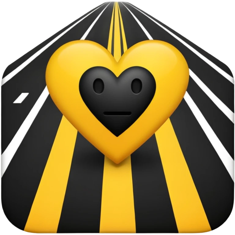 Black heart with yellow road  vertical stripe in center emoji
