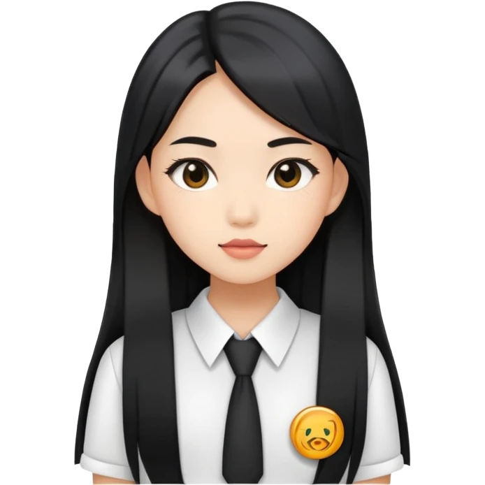 trendy schoolgirl with Asian skin, straight black long hair, chic uniform emoji