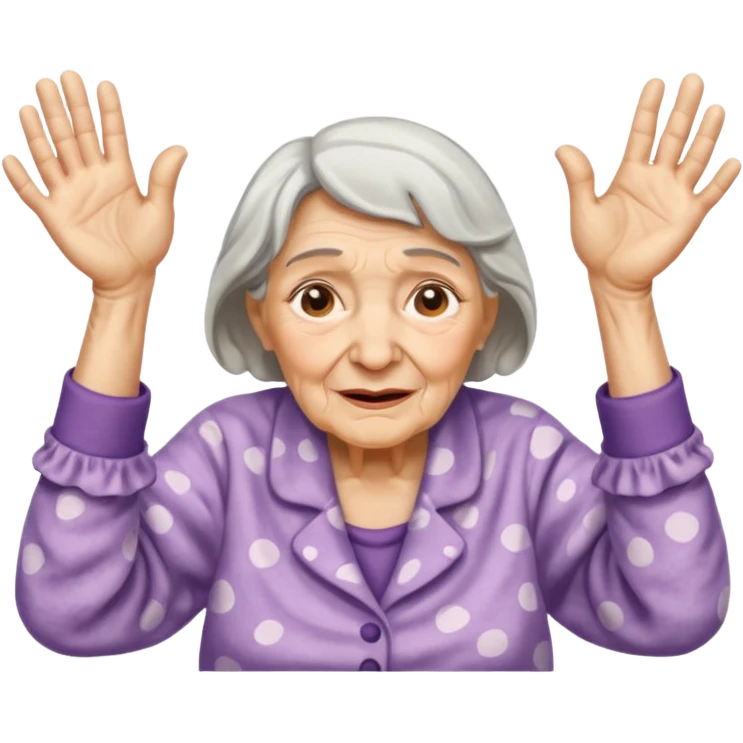 Old lady hands up raise the roof emoji